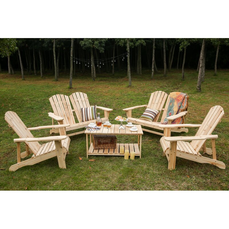 Loon Peak Riggio Solid Wood Adirondack Chair with Table ...